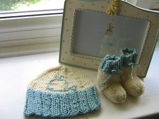 Little Whale Baby Hat and Booties Set